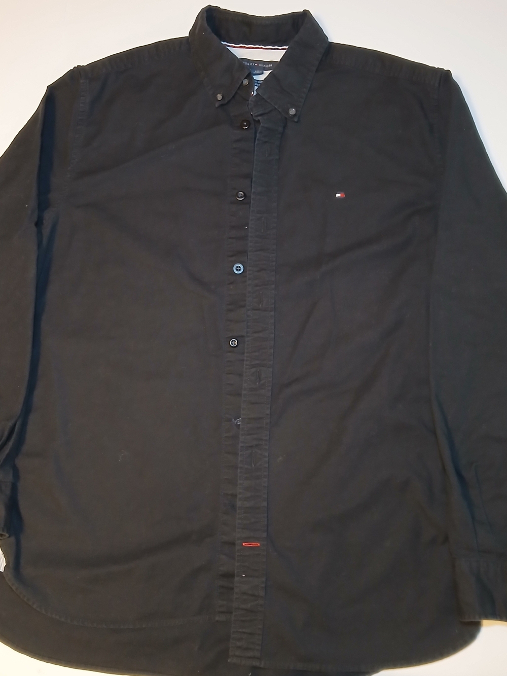 Tommy Hilfiger Men's Black Button-Down Casual Shirt with Logo